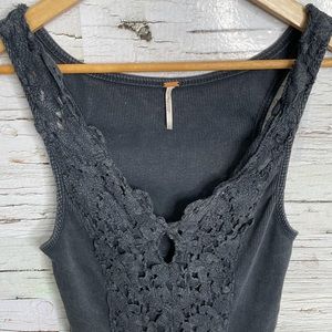 Free people lace black tank top size small